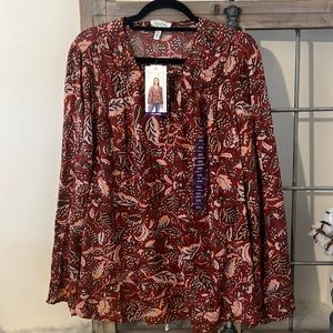 Jessica Simpson Rust Red Floral Print Blouse
